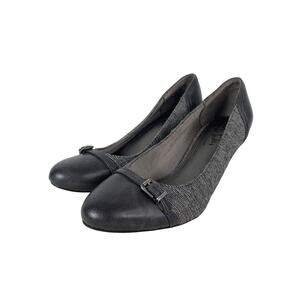 Womens Life Stride Black & Gray Heeled Pumps Buckle Detail Size 8M